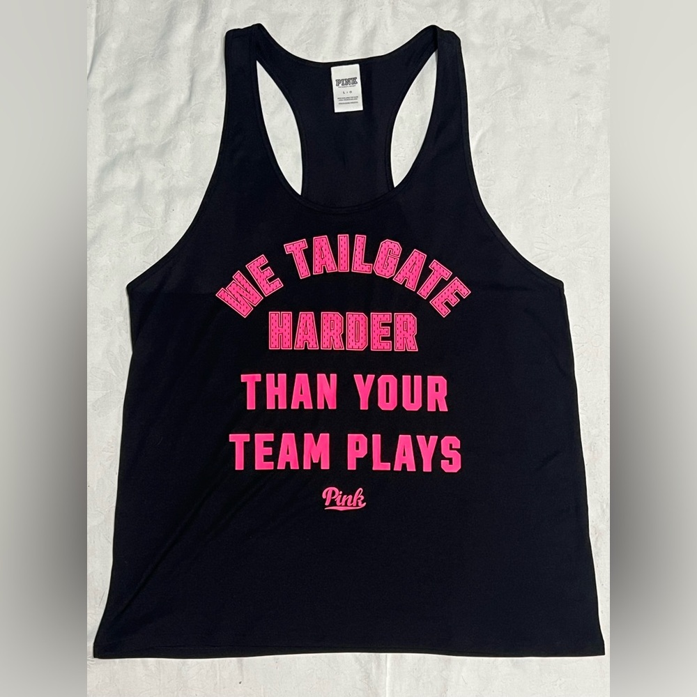 PINK Victoria's Secret Black Tank Top with Pink Text